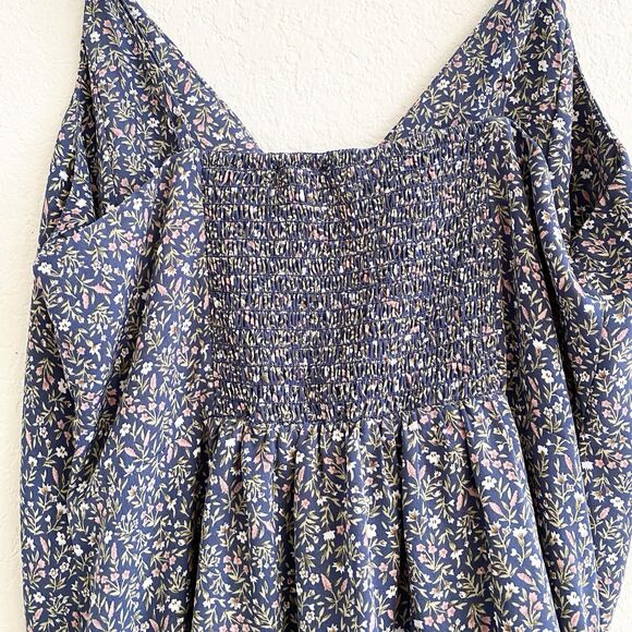 Lottie Moss Women’s Babydoll Mini Rauched Dress Sleeveless Blue Floral Size‎ M - Picture 13 of 15